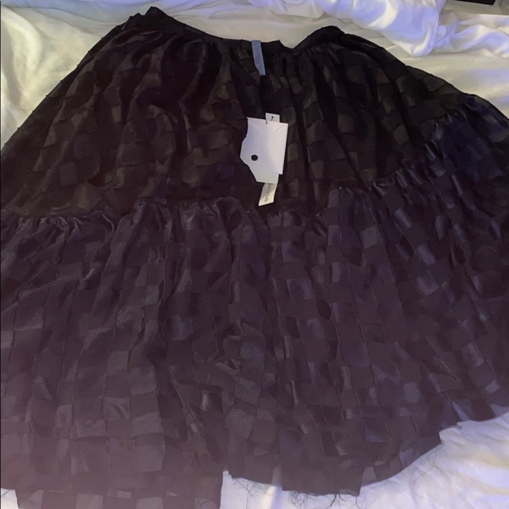 Nocturne #22 Black rough hem Asymmetrical skirt